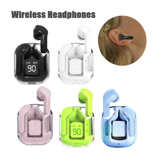 New Mini Transparent Wireless Bluetooth Headset Digital Display ENC Noise Reduction