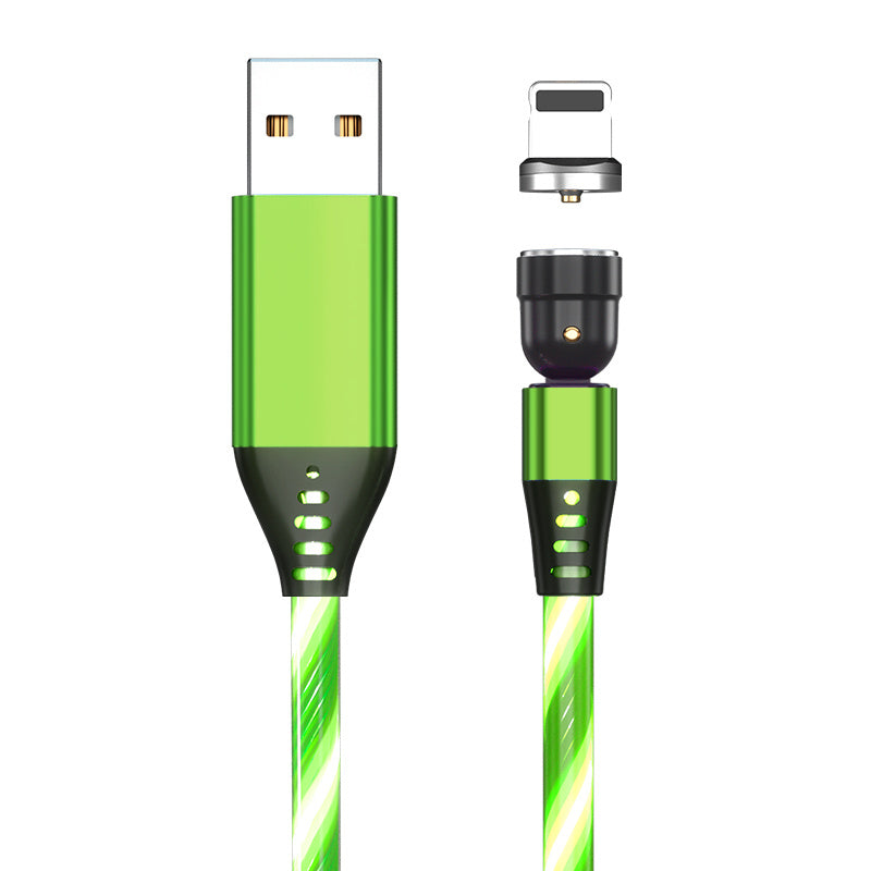 540° Rotating Magnetic LED Charging Cable – 3A Fast Charge for Micro USB, Type-C & iPhone