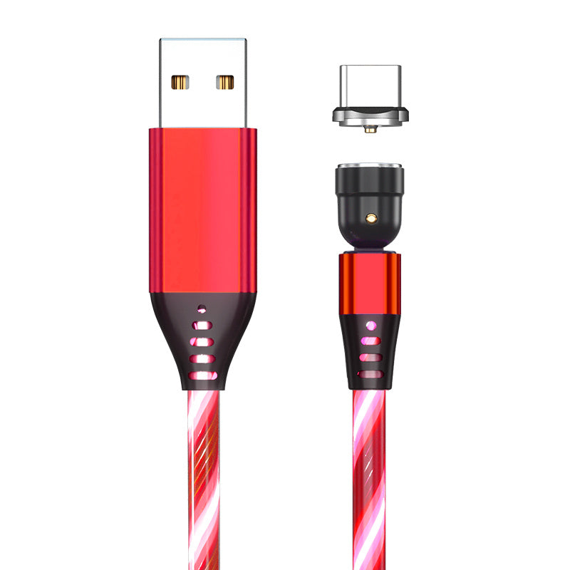 540° Rotating Magnetic LED Charging Cable – 3A Fast Charge for Micro USB, Type-C & iPhone