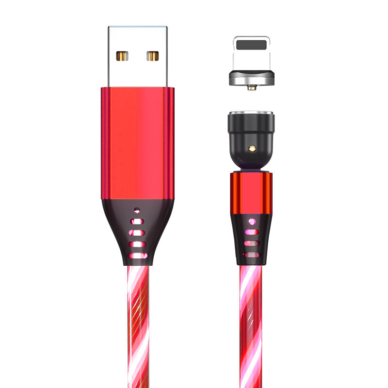 540° Rotating Magnetic LED Charging Cable – 3A Fast Charge for Micro USB, Type-C & iPhone