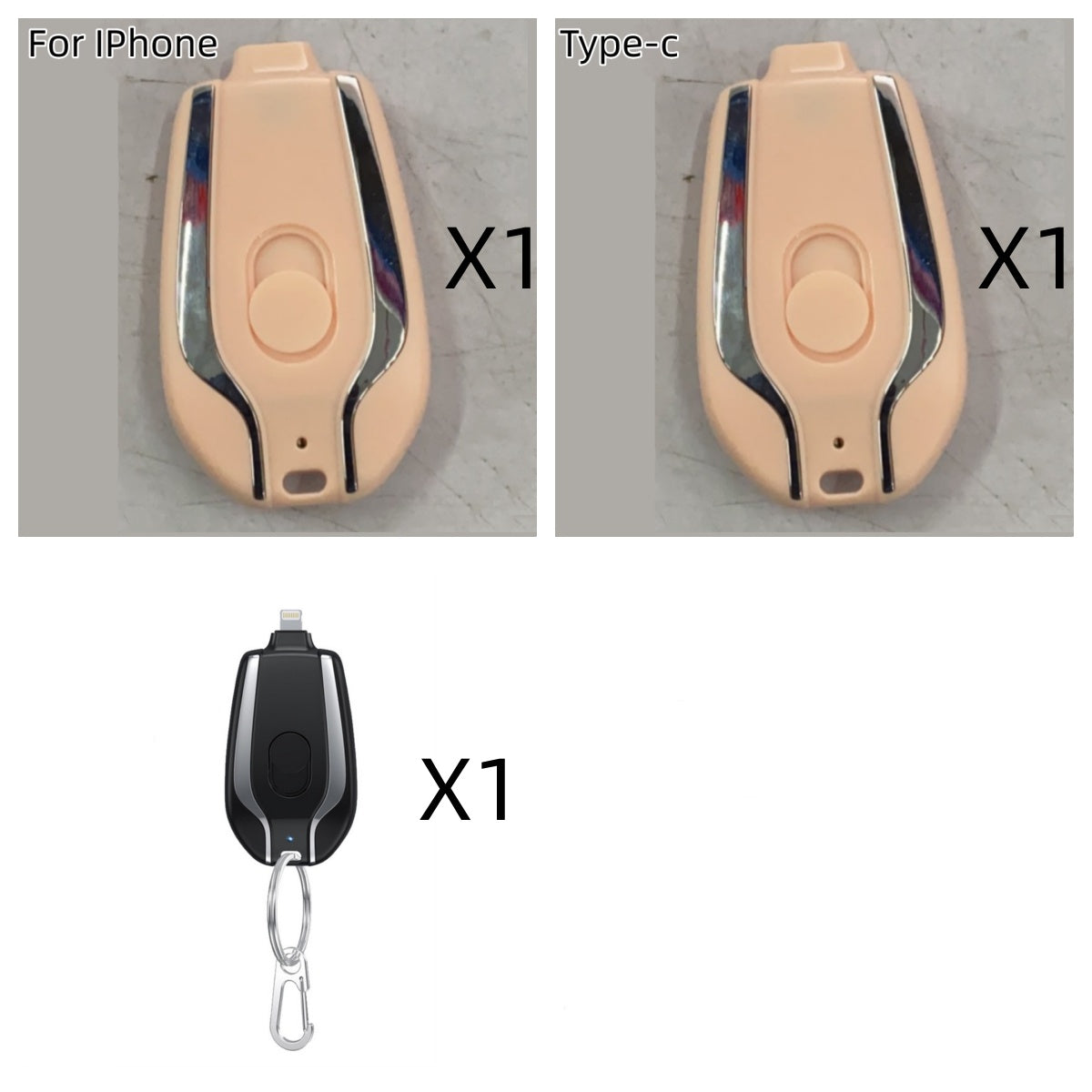 1500mAh Mini Power Emergency Pod Keychain Charger With Type-C