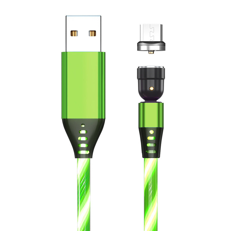 540° Rotating Magnetic LED Charging Cable – 3A Fast Charge for Micro USB, Type-C & iPhone